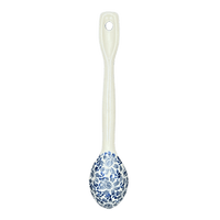A picture of a Polish Pottery Stirring Spoon (English Blue) | L008U-AS53 as shown at PolishPotteryOutlet.com/products/12-large-stirring-spoon-english-blue-l008u-as53
