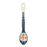 A picture of a Polish Pottery Stirring Spoon (Sun-Kissed Garden) | L008S-GM15 as shown at PolishPotteryOutlet.com/products/12-large-stirring-spoon-sun-kissed-garden-l008s-gm15