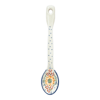 A picture of a Polish Pottery Stirring Spoon (Autumn Harvest) | L008S-LB as shown at PolishPotteryOutlet.com/products/large-stirring-spoon-autumn-harvest-l008s-lb