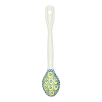 A picture of a Polish Pottery Stirring Spoon (Sunnyside Up) | L008S-GAJ as shown at PolishPotteryOutlet.com/products/12-large-stirring-spoon-sunnyside-up-l008s-gaj