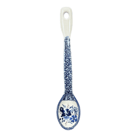 A picture of a Polish Pottery Stirring Spoon (Blue Life) | L008S-EO39 as shown at PolishPotteryOutlet.com/products/12-large-stirring-spoon-blue-life-l008s-eo39