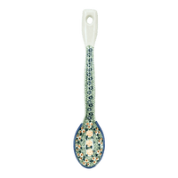 A picture of a Polish Pottery Stirring Spoon (Perennial Garden) | L008S-LM as shown at PolishPotteryOutlet.com/products/12-large-stirring-spoon-perennial-garden-l008s-lm