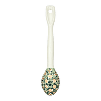 A picture of a Polish Pottery Stirring Spoon (Perennial Garden) | L008S-LM as shown at PolishPotteryOutlet.com/products/12-large-stirring-spoon-perennial-garden-l008s-lm