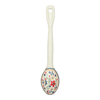 A picture of a Polish Pottery Stirring Spoon (Ruby Bouquet) | L008S-DPCS as shown at PolishPotteryOutlet.com/products/12-large-stirring-spoon-ruby-bouquet-l008s-dpcs