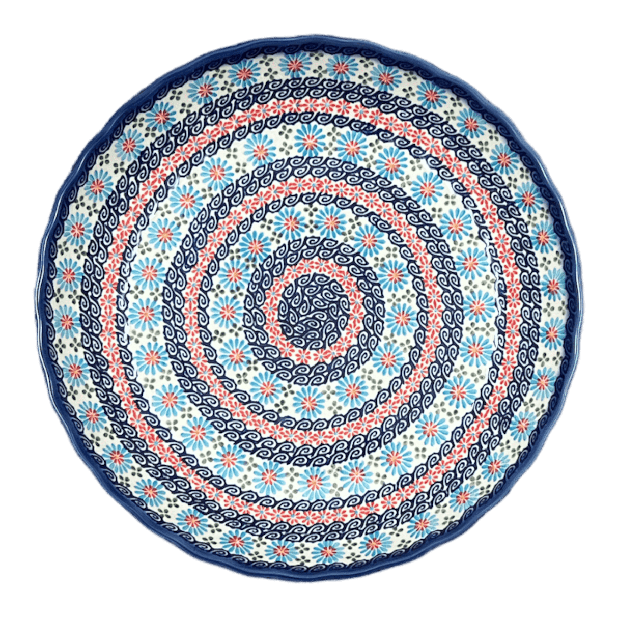 Bowl, Round, Shallow, 12.5" in "Daisy Waves" by Andy | NDA199-3