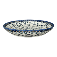 A picture of a Polish Pottery 12.5" Shallow Bowl/Baker (Blue Lattice) | NDA199-6 as shown at PolishPotteryOutlet.com/products/12-5-shallow-bowl-baker-blue-lattice-nda199-6