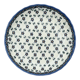 Polish Pottery 12.5" Shallow Bowl/Baker (Blue Lattice) | NDA199-6 Additional Image at PolishPotteryOutlet.com