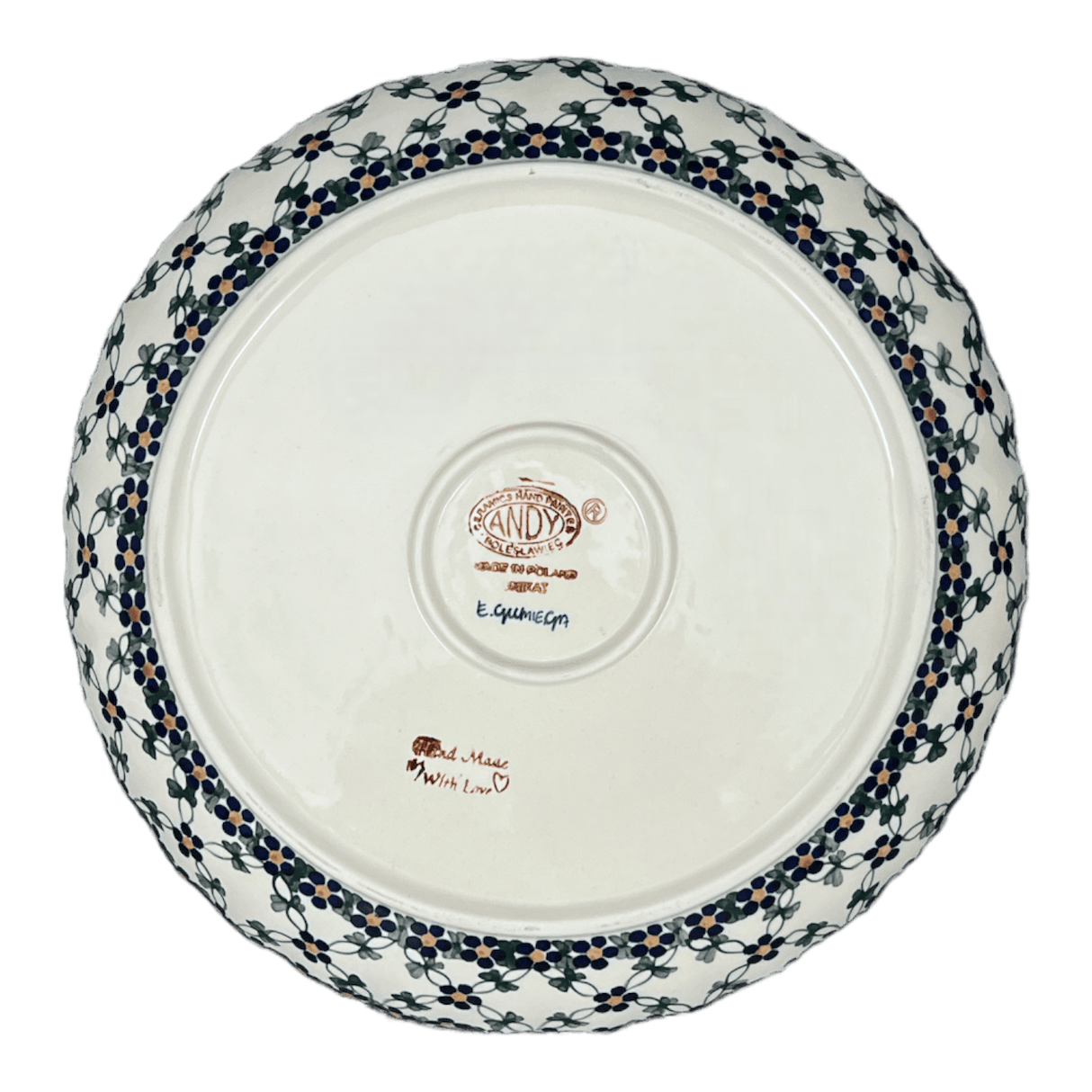 Bowl, Round, Shallow, 12.5" in "Blue Lattice" by Andy | NDA199-6