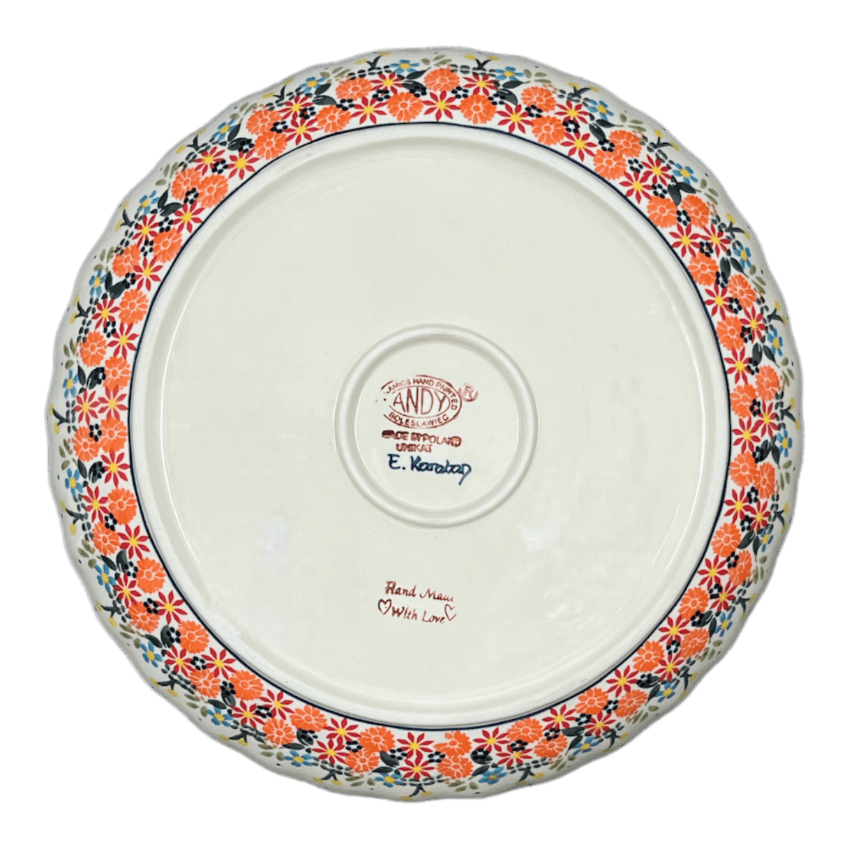 Bowl, Round, Shallow, 12.5" in "Bright Bouquet" by Andy | NDA199-A55