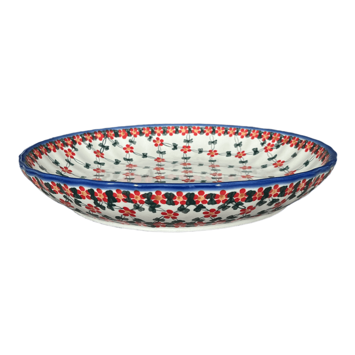 Bowl, Round, Shallow, 12.5" in "Red Lattice" by Andy | NDA199-20