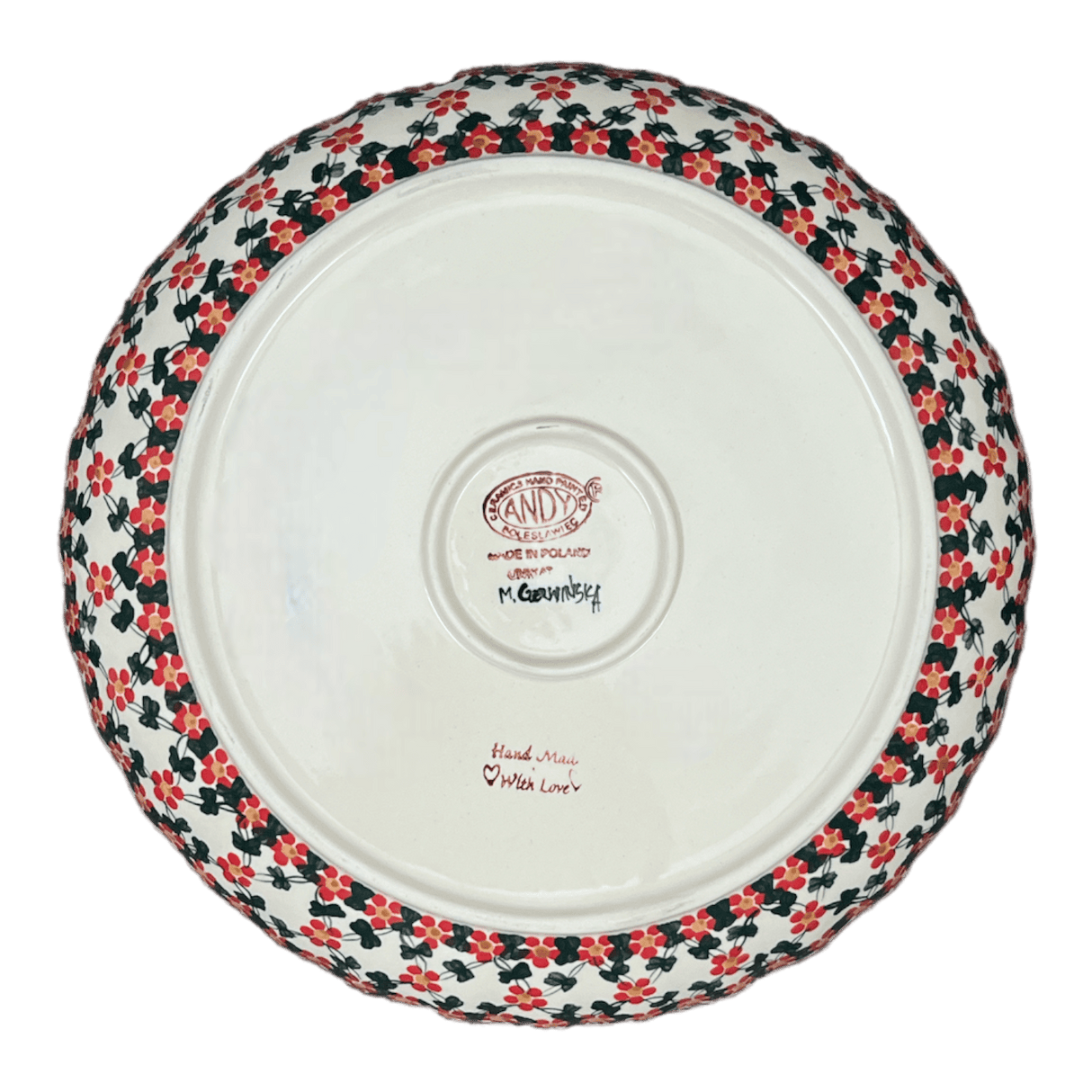 Bowl, Round, Shallow, 12.5" in "Red Lattice" by Andy | NDA199-20