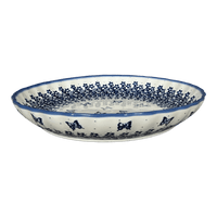 A picture of a Polish Pottery 12.5" Shallow Bowl/Baker (Butterfly Blues) | NDA199-17 as shown at PolishPotteryOutlet.com/products/12-5-shallow-bowl-baker-butterfly-blues-nda199-17