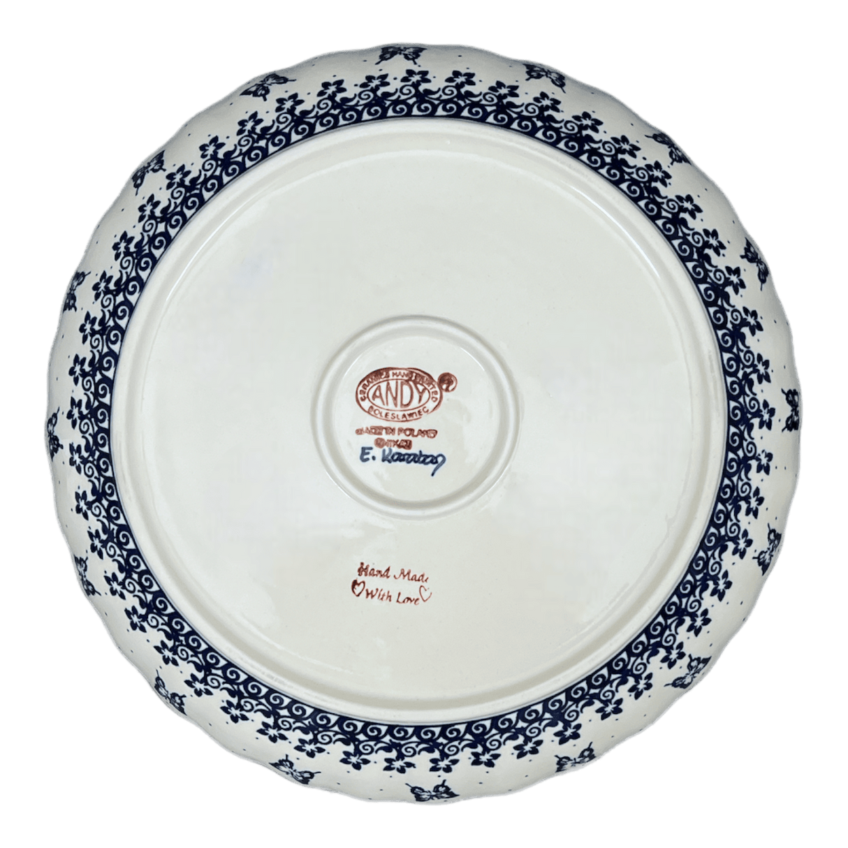 Bowl, Round, Shallow, 12.5" in "Butterfly Blues" by Andy | NDA199-17