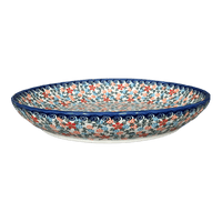 A picture of a Polish Pottery 12.5" Shallow Bowl/Baker (Meadow in Bloom) | NDA199-A54 as shown at PolishPotteryOutlet.com/products/12-5-shallow-bowl-baker-meadow-in-bloom-nda199-a54