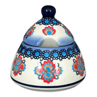A picture of a Polish Pottery 4" Bell Sugar Bowl (Polish Bouquet) | NDA76-82 as shown at PolishPotteryOutlet.com/products/4-sugar-bowl-polish-bouquet-nda76-82