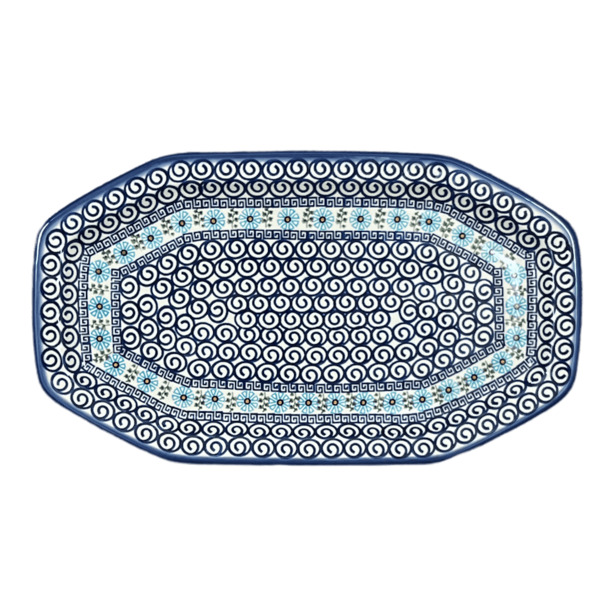 Tray, Angular, 10.5" x 18.5" in "Blue Daisy Spiral" by Andy | NDA333-38