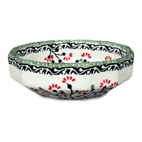 A picture of a Polish Pottery Multangular Bowl (Cherry Blossoms) | M058S-DPGJ as shown at PolishPotteryOutlet.com/products/5-round-multiangular-bowl-cherry-blossoms-m058s-dpgj