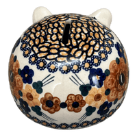 A picture of a Polish Pottery Hedgehog Bank (Bouquet in a Basket) | S005S-JZK as shown at PolishPotteryOutlet.com/products/hedgehog-bank-bouquet-in-a-basket-s005s-jzk