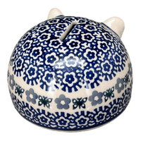 A picture of a Polish Pottery Hedgehog Bank (Butterfly Border) | S005T-P249 as shown at PolishPotteryOutlet.com/products/hedgehog-bank-butterfly-border-s005t-p249