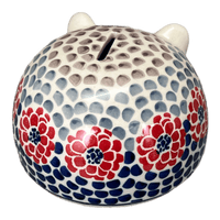 A picture of a Polish Pottery Hedgehog Bank (Falling Petals) | S005U-AS72 as shown at PolishPotteryOutlet.com/products/hedgehog-bank-falling-petals-s005u-as72