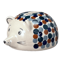 A picture of a Polish Pottery Hedgehog Bank (Fall Confetti) | S005U-BM01 as shown at PolishPotteryOutlet.com/products/hedgehog-bank-fall-confetti-s005u-bm01