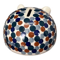 A picture of a Polish Pottery Hedgehog Bank (Fall Confetti) | S005U-BM01 as shown at PolishPotteryOutlet.com/products/hedgehog-bank-fall-confetti-s005u-bm01
