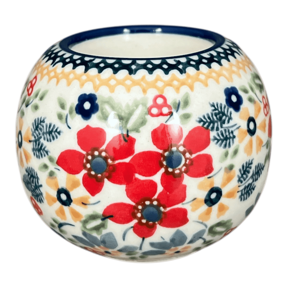 Candle Holder, Ball-Shaped, 2.5" in "Ruby Bouquet" by Manufaktura | S007S-DPCS
