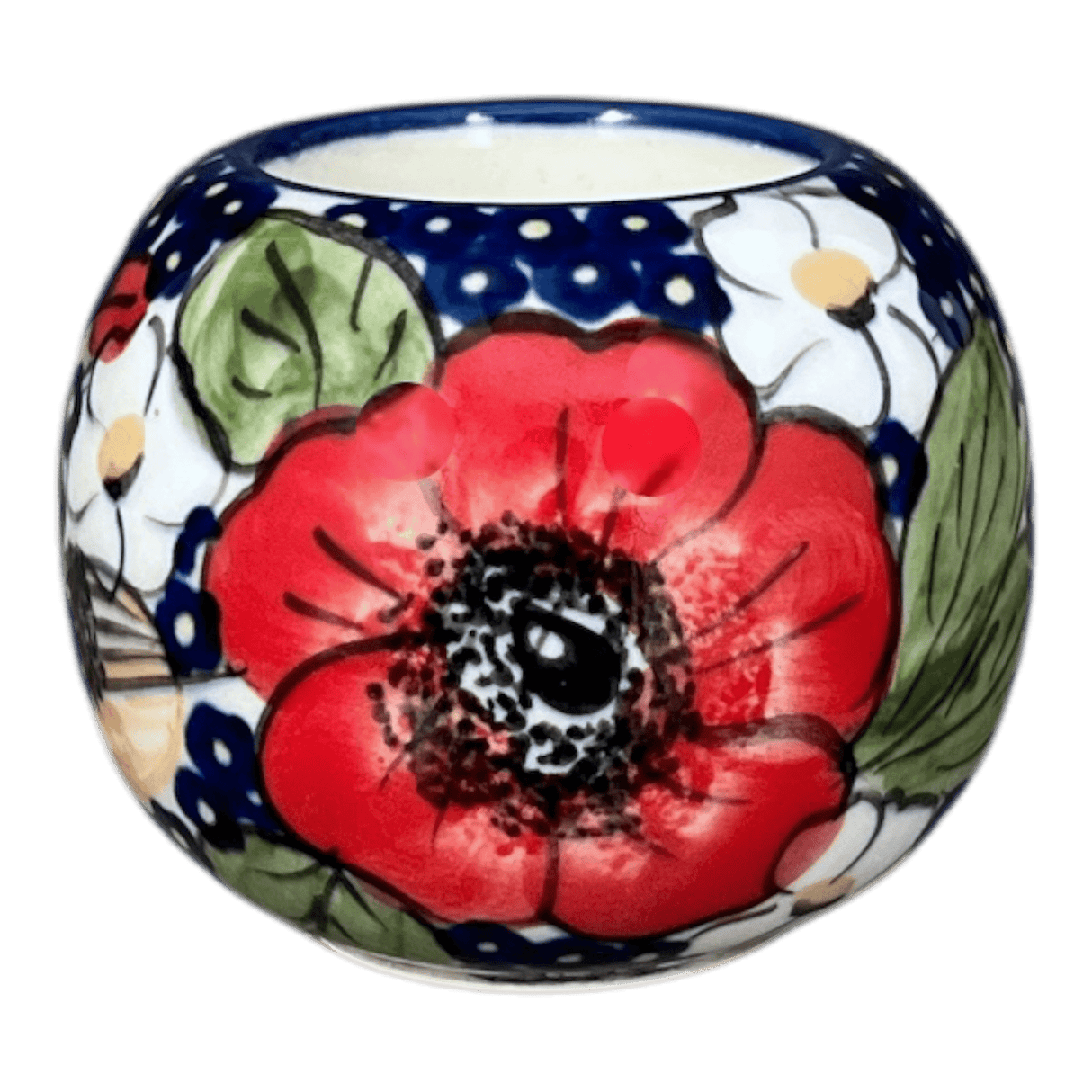 Candle Holder, Ball-Shaped, 2.5" in "Poppies & Posies" by Manufaktura | S007S-IM02
