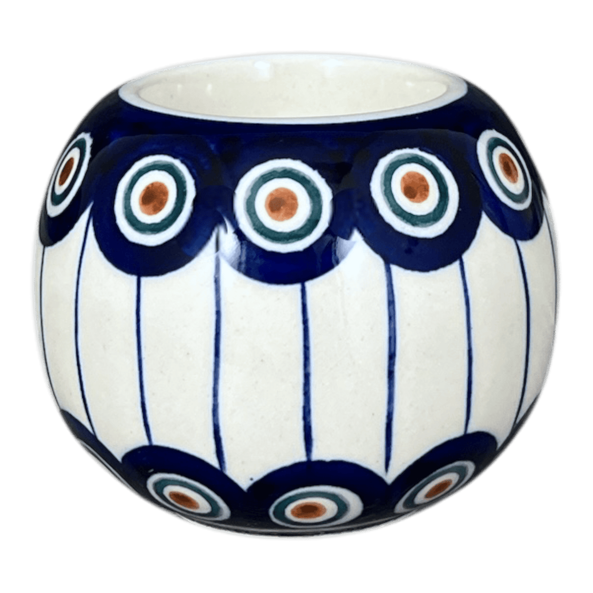 Candle Holder, Ball-Shaped, 2.5" in "Peacock in Line" by Manufaktura | S007T-54A