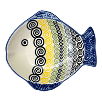 A picture of a Polish Pottery Small Fish Platter (Hypnotic Night) | S014M-CZZC as shown at PolishPotteryOutlet.com/products/small-fish-platter-hypnotic-night-s014m-czzc