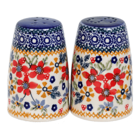 Polish Pottery Salt & Pepper, 3.75" in "Ruby Bouquet" by Manufaktura | S086S-DPCS Additional Image at PolishPotteryOutlet.com