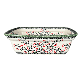 Polish Pottery Deep 7.5" x 10" Casserole Dish (Cherry Blossoms) | S105S-DPGJ Additional Image at PolishPotteryOutlet.com