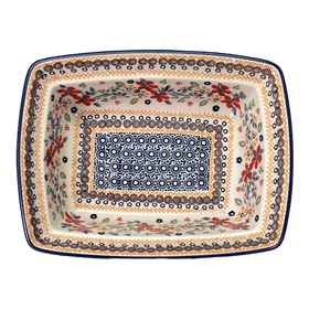 Polish Pottery Deep 7.5" x 10" Casserole Dish (Ruby Duet) | S105S-DPLC Additional Image at PolishPotteryOutlet.com
