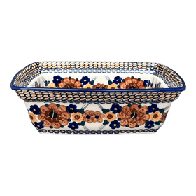 Polish Pottery Deep 7.5" x 10" Casserole Dish (Bouquet in a Basket) | S105S-JZK Additional Image at PolishPotteryOutlet.com