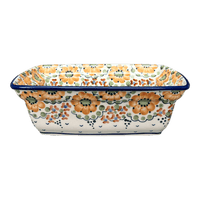 A picture of a Polish Pottery Deep 7.5" x 10" Casserole Dish (Autumn Harvest) | S105S-LB as shown at PolishPotteryOutlet.com/products/7-5-x-10-deep-casserole-dish-autumn-harvest-s105s-lb