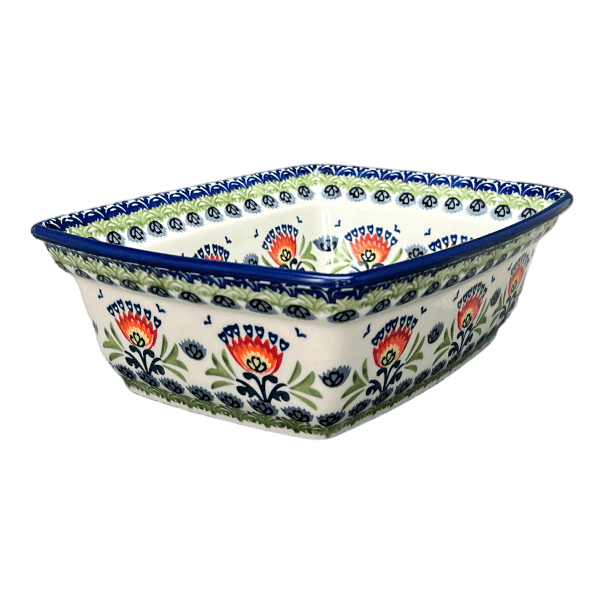 Casserole, Rectangular, Deep, 7.5" x 10" in "Floral Fans" by Manufaktura | S105S-P314