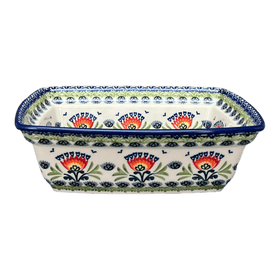 Polish Pottery Deep 7.5" x 10" Casserole Dish (Floral Fans) | S105S-P314 Additional Image at PolishPotteryOutlet.com