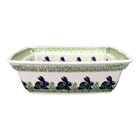 A picture of a Polish Pottery Deep 7.5" x 10" Casserole Dish (Bunny Love) | S105T-P324 as shown at PolishPotteryOutlet.com/products/deep-7-5-x-10-casserole-dish-bunny-love-s105t-p324
