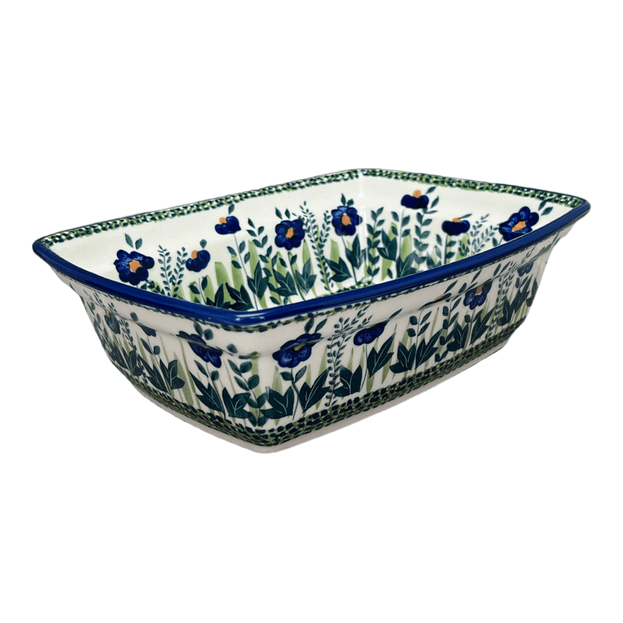 Casserole, Rectangular, Deep, 7.5" x 10" in "Bouncing Blue Blossoms" by Manufaktura | S105U-IM03