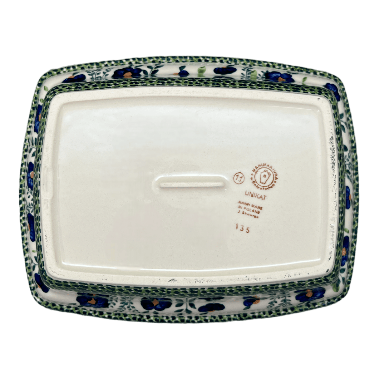 Casserole, Rectangular, Deep, 7.5" x 10" in "Bouncing Blue Blossoms" by Manufaktura | S105U-IM03