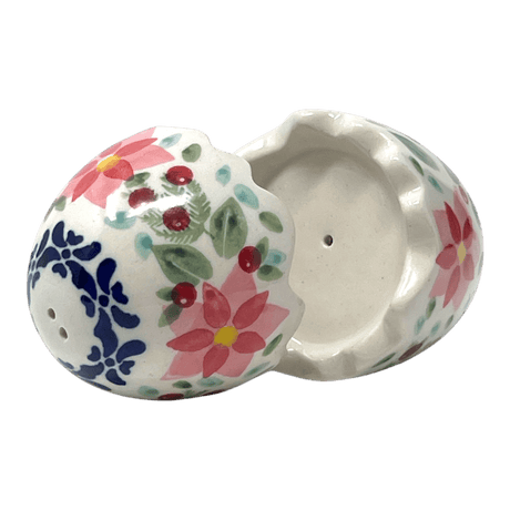 Salt & Pepper, Egg, 3" in "Pink Poinsettia" by Manufaktura | S115S-PS14