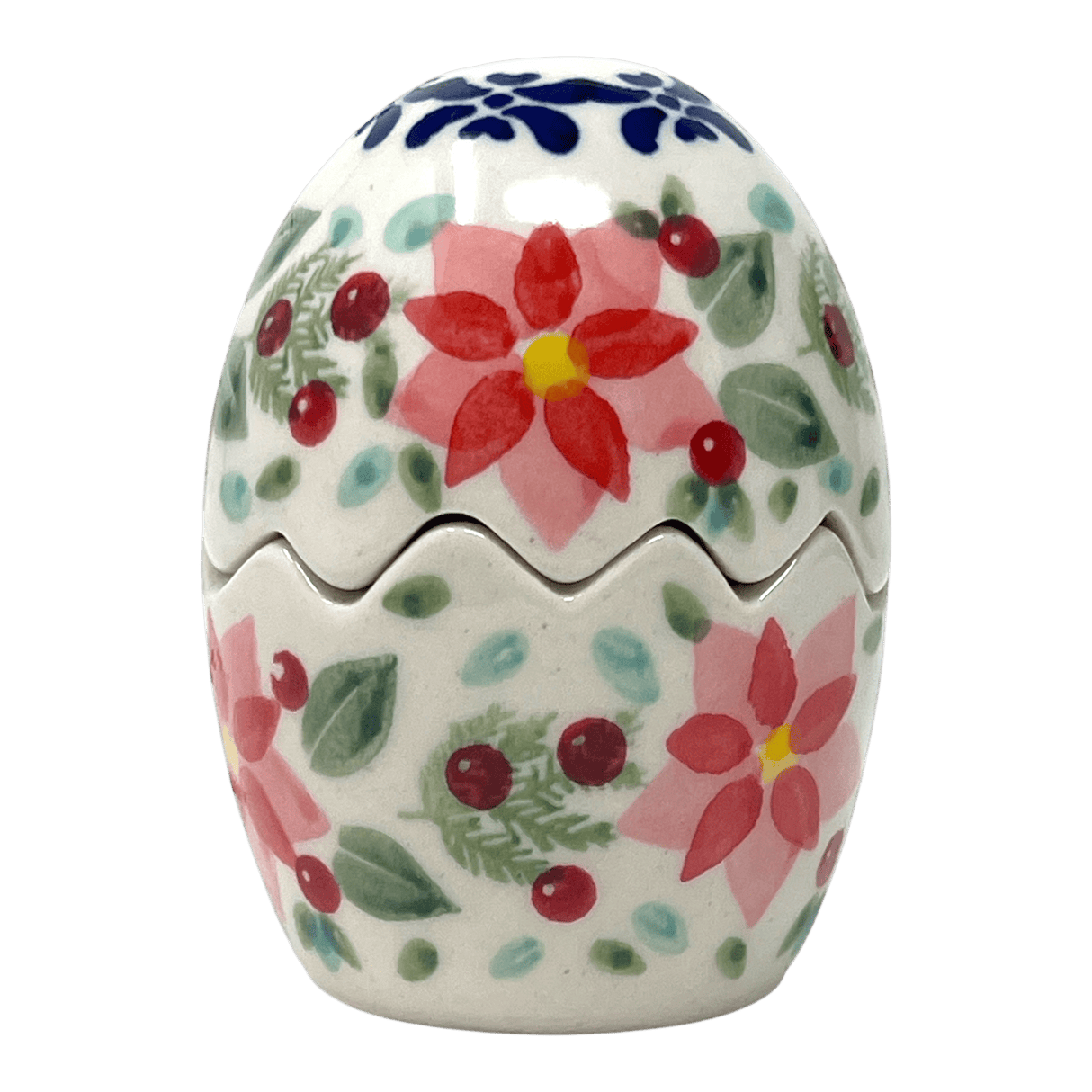 Salt & Pepper, Egg, 3" in "Pink Poinsettia" by Manufaktura | S115S-PS14