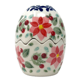 Salt & Pepper, Egg, 3" in "Pink Poinsettia" by Manufaktura | S115S-PS14