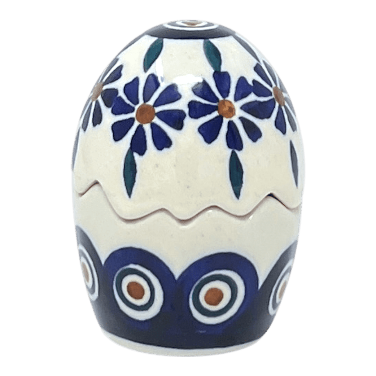 Salt & Pepper, Egg, 3" in "Floral Peacock" by Manufaktura | S115T-54KK