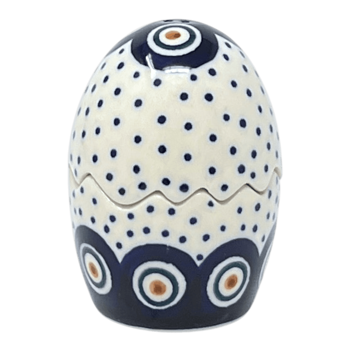 Salt & Pepper, Egg, 3" in "Peacock Dot" by Manufaktura | S115U-54K