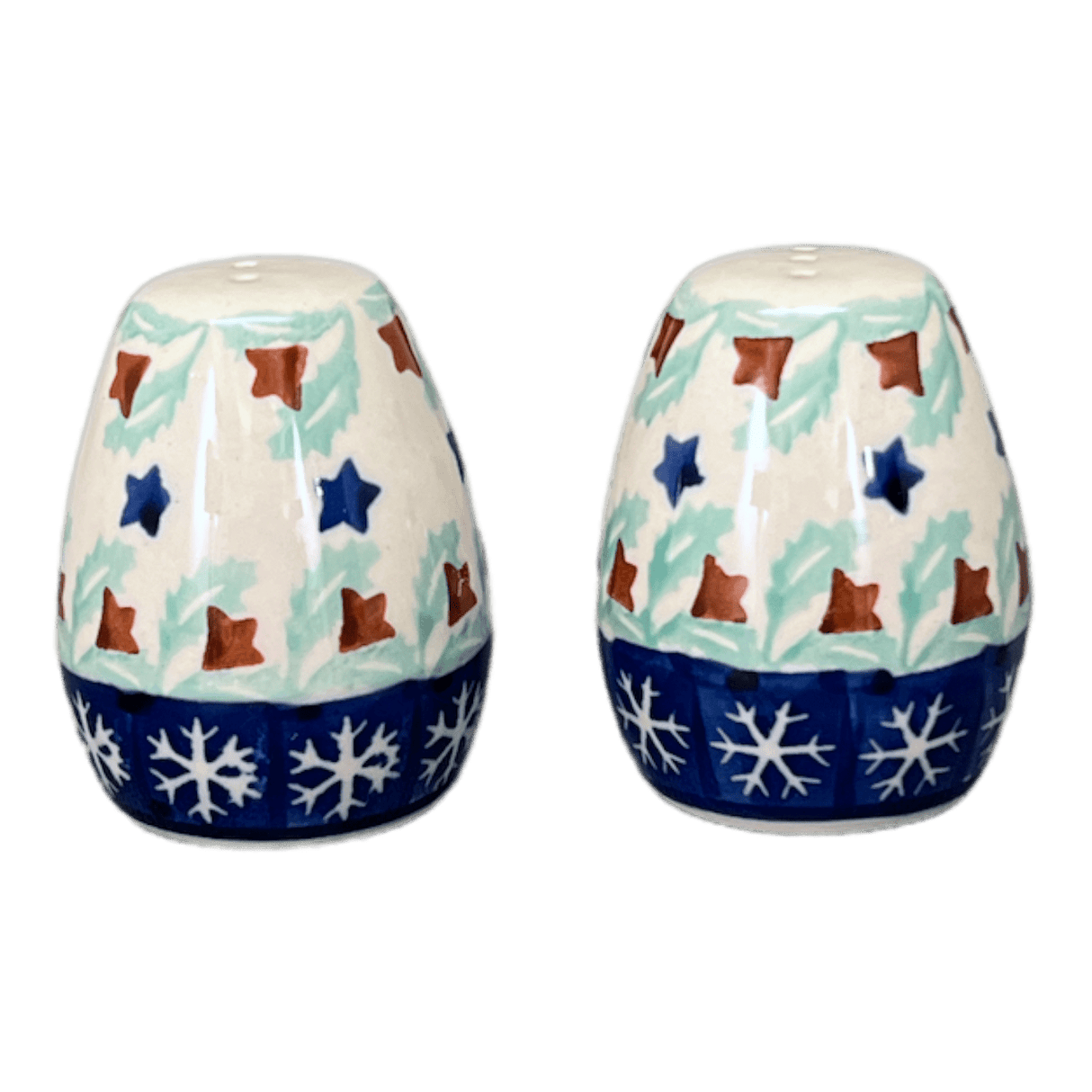 Salt & Pepper, Egg-Shaped, 2" in "Starry Wreath" by Manufaktura | S118T-PZG