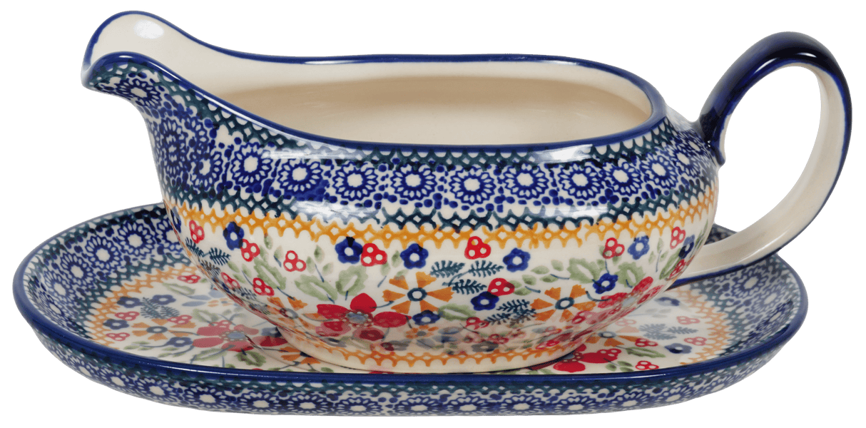 Gravy Boat, 14 oz in "Ruby Bouquet" by Manufaktura | S119S-DPCS
