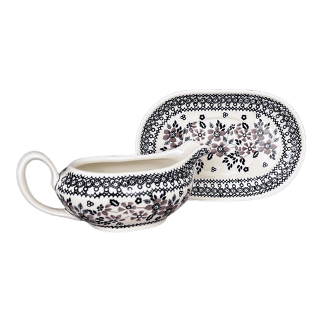 Gravy Boat, 14 oz in "Duet in Black & Grey" by Manufaktura | S119S-DPSC