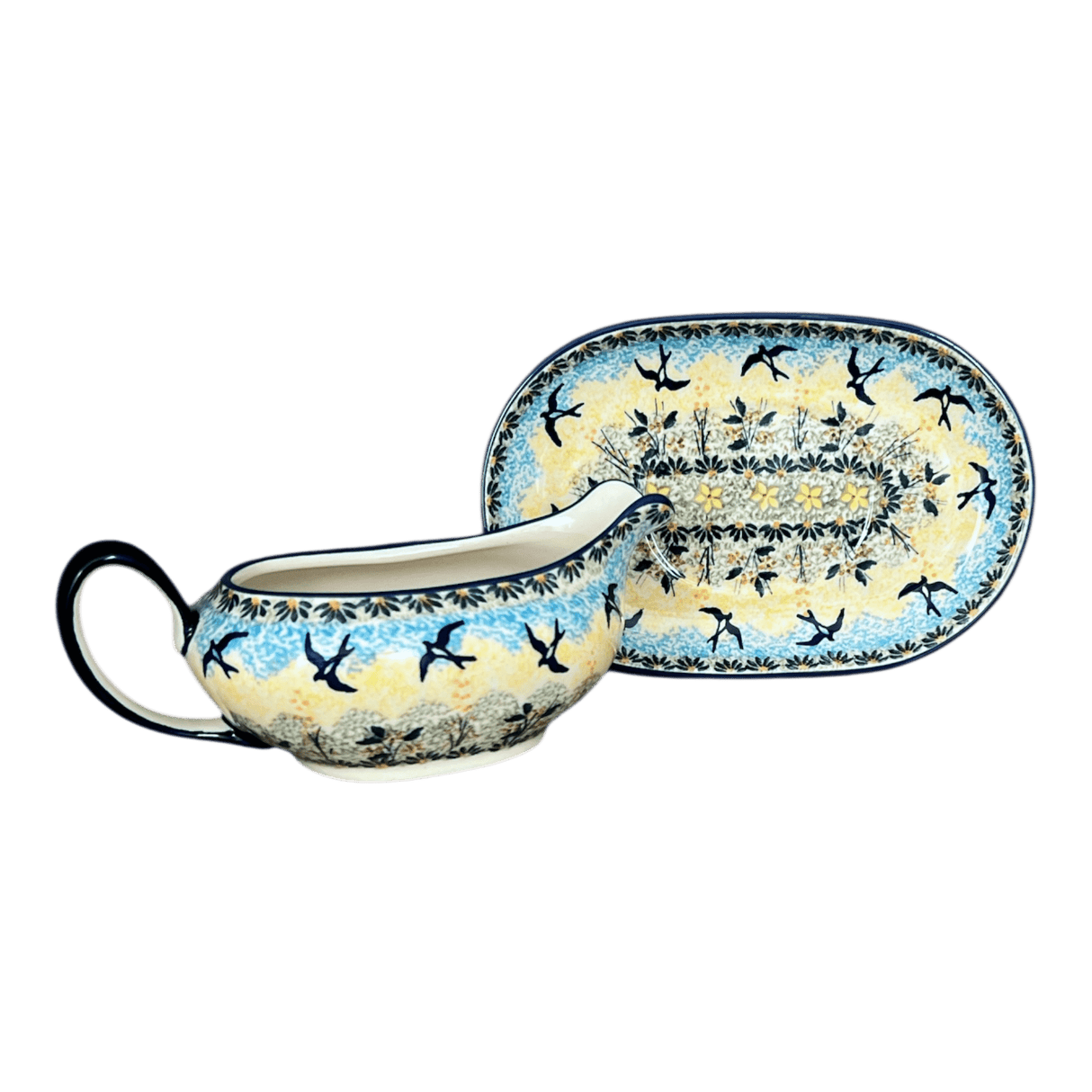 Gravy Boat, 14 oz in "Soaring Swallows" by Manufaktura | S119S-WK57