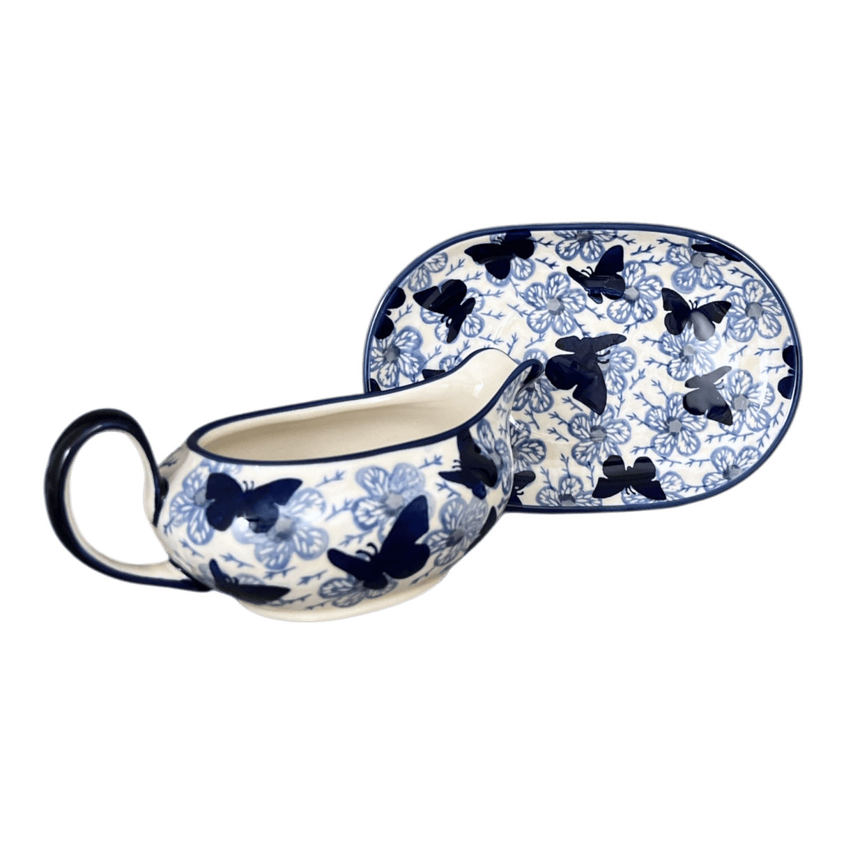 Gravy Boat, 14 oz in "Blue Butterfly" by Manufaktura | S119U-AS58